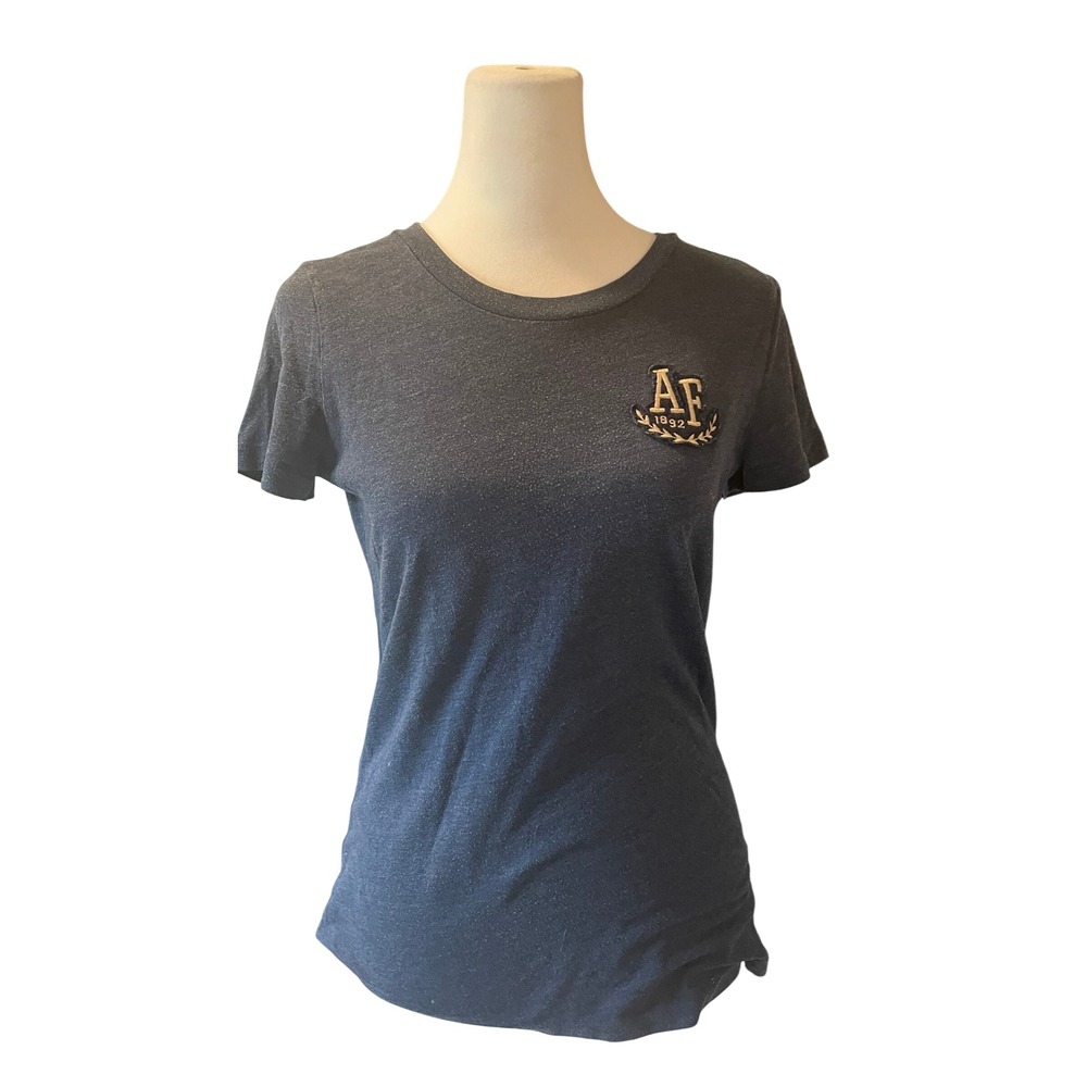 Abercrombie & Fitch Womens Y2K‎ AF 1892 Crest Tee L Navy Baby Tee Preppy Retro